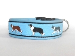 Border Collie blau - Breite ca. 3,2 cm (incl. Leder)