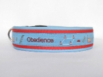 Obedience blau-rot - Breite ca. 3,2 cm (incl. Leder)